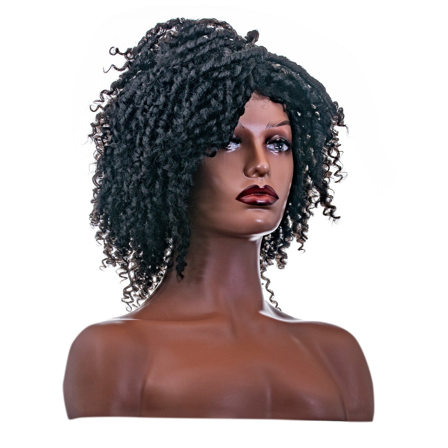Dreadlock Wig Short Twist Wigs for Black Women Afro Curly Synthetic Wig 1B/30