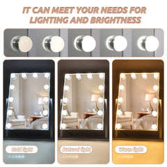 14''X18'' Vanity Makeup Mirror with Lights Tabletop Metal White