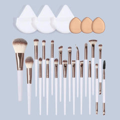 Foundation Makeup Tool Set, Including 20Pcs Versatile Soft Makeup Brushes & 3 Counts Powder Puff & 3 Counts Finger Puff, Lightweight Smooth Makeup Accessories, Summer Gifts