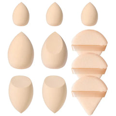 10Pcs Mixed Shaped Soft Makeup Sponge & Powder Puff Set, Professional Makeup Tool for Foundation, Powder, Makeup Accessories