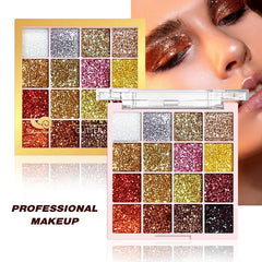 Glitter Eyeshadow Palette, High Pigmented Shimmering Eyeshadow Powder, Long-Lasting Eye Shadow Cosmetics for All Styles & Occasions, Makeup Tool, Makeup Accessories