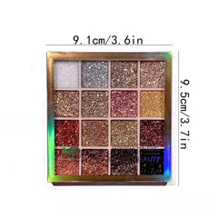 Glitter Eyeshadow Palette, High Pigmented Shimmering Eyeshadow Powder, Long-Lasting Eye Shadow Cosmetics for All Styles & Occasions, Makeup Tool, Makeup Accessories