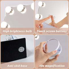 14''X18'' Vanity Makeup Mirror with Lights Tabletop Metal White