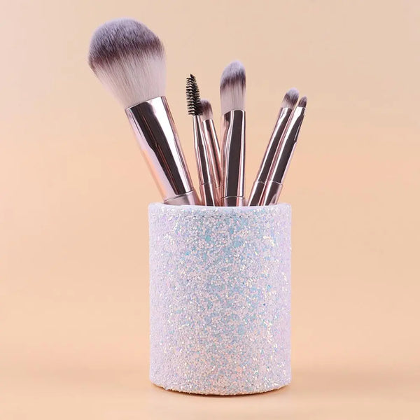 Glitter Makeup Brush Organizer, 1 Count Dust-Proof Makeup Brush Storage Box, Multi-Use Makeup Accessories for Home, Makeup Brush Holder, Makeup Brush Storage Box