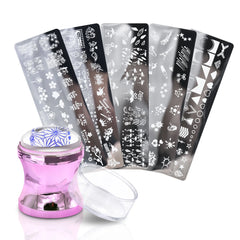 Nail Art Stamper, Nail Stamper Kit, Nail Stamping Plate Clear Silicone Nail Stamper French Tip Nail Stamp with Template Scraper Nail Plates,Stamper for Nails with 5PCS Stamping Plates