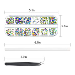 Nail Art Stud Diamonds Set,  Multi Shape Glass Crystal AB Nail Jewels, Bling Nail Gems and Diamonds 3D Nail Charms, Flatback Nail Rhinestones for Nails Art Decorations Kit, Mix 12 Styles