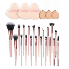 Foundation Makeup Tool Set, Including 20Pcs Versatile Soft Makeup Brushes & 3 Counts Powder Puff & 3 Counts Finger Puff, Lightweight Smooth Makeup Accessories, Summer Gifts