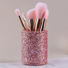 Glitter Makeup Brush Organizer, 1 Count Dust-Proof Makeup Brush Storage Box, Multi-Use Makeup Accessories for Home, Makeup Brush Holder, Makeup Brush Storage Box