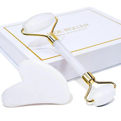 Jade Roller & Gua Sha, Face Roller, Facial Beauty Roller Skin Care Tools, Self Care Gift for Men Women, Massager for Face, Eyes, Neck, Relieve Fine Lines and Wrinkles