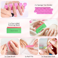 Acrylic Nail Art Kit Tools,  Nail Design Kit with 2000Pcs Nails Crystals Glitter Rhinestones, Double-End Art Dotting Pen, Nail Art Brushes, 1Mm Nail Art Stripe Tapes, Nail Accessories