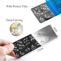 Nail Art Stamper, Nail Stamper Kit, Nail Stamping Plate Clear Silicone Nail Stamper French Tip Nail Stamp with Template Scraper Nail Plates,Stamper for Nails with 5PCS Stamping Plates