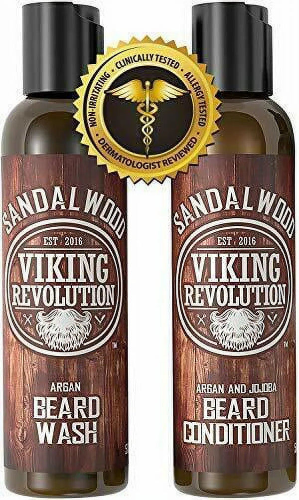 - Beard Wash & Beard Conditioner - Beard Shampoo & Beard Oil - Sandalwood, 10 Oz