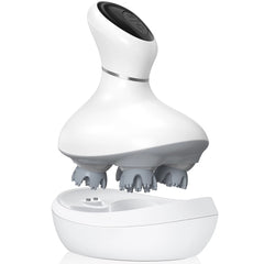 FEBFOXS Scalp Massager,Electric Head Massager for Hair Growth,Portable Hair Massager with 84 Kneading Massage Nodes for Deep Clean and Stress Relax - White