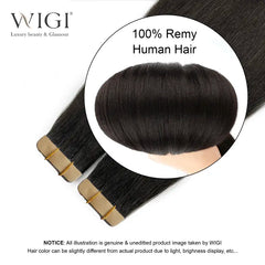 WIGI Tape in Hair Extensions Real Human Hair Straight Seamless Skin Weft Tape Hair Extensions Natural Black Hair Extensions 50G/Pack 20Pcs