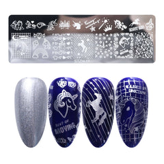 Nail Art Stamper, Nail Stamper Kit, Nail Stamping Plate Clear Silicone Nail Stamper French Tip Nail Stamp with Template Scraper Nail Plates,Stamper for Nails with 5PCS Stamping Plates