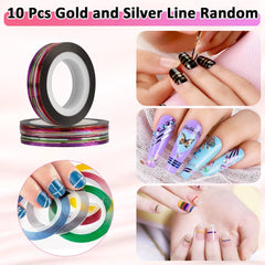 Acrylic Nail Art Kit Tools,  Nail Design Kit with 2000Pcs Nails Crystals Glitter Rhinestones, Double-End Art Dotting Pen, Nail Art Brushes, 1Mm Nail Art Stripe Tapes, Nail Accessories