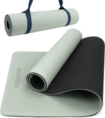 Yoga Mat with Strap, 1/3| 1/4 Inch Extra Thick Yoga Mat Double-Sided Non Slip, Professional TPE| PVC Yoga Mats for Women Men, Workout Mat for Yoga, Pilates and Floor Exercises