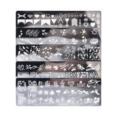 Nail Art Stamper, Nail Stamper Kit, Nail Stamping Plate Clear Silicone Nail Stamper French Tip Nail Stamp with Template Scraper Nail Plates,Stamper for Nails with 5PCS Stamping Plates