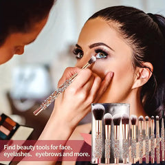 11Pcs/Set High-End Drilling Makeup Brush Set Nail Art 3D Patches Women'S Makeup Brushes Professional Grade Handmade Customized Makeup Brushes Spring Makeup Tool Sets, Makeup Accessories, Portable Travel Makeup Brush Tools, Mother'S Day Gift