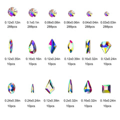 Nail Art Stud Diamonds Set,  Multi Shape Glass Crystal AB Nail Jewels, Bling Nail Gems and Diamonds 3D Nail Charms, Flatback Nail Rhinestones for Nails Art Decorations Kit, Mix 12 Styles