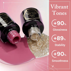 Gel Nail Polish Starter Kit with 48W U V Light, 12 Colors Valentines Day with Top & Base Coat, White Black Pink Red Glitter Classic Shades, Nail Art Manicure Design Powder Rhinestone Gems Tools