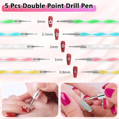 Acrylic Nail Art Kit Tools,  Nail Design Kit with 2000Pcs Nails Crystals Glitter Rhinestones, Double-End Art Dotting Pen, Nail Art Brushes, 1Mm Nail Art Stripe Tapes, Nail Accessories