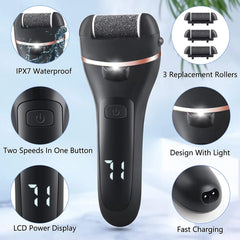 Electric Callus Remover for Feet, Rechargeable Pedicure Tools Foot Care Feet File, 18 in 1 Callous Remover Kit for Remove Cracked Heels and Dead Skin, with 3 Roller Heads 2 Speed, Battery Display