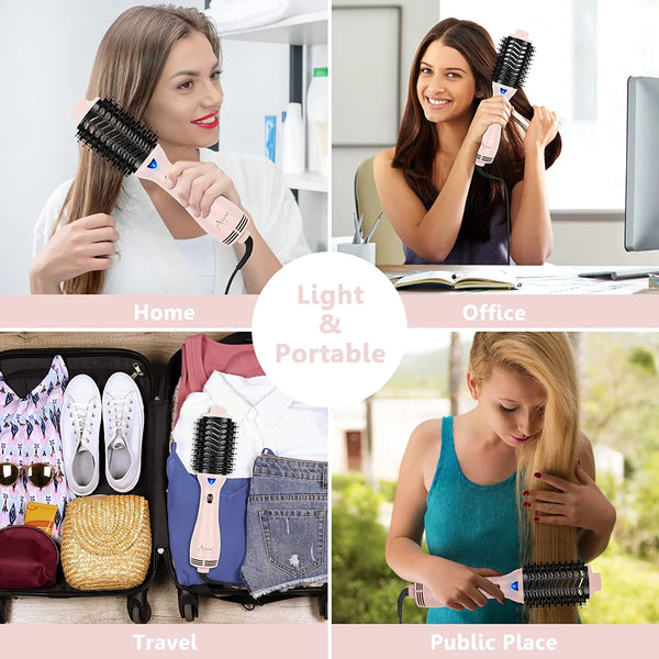 One-Step Blow Dryer Brush & Volumizer Hot Air Brush, Pink Hair Dryer Brush