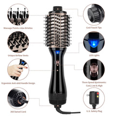 Hair Dryer Brush & One-Step Volumizer Brush Blow Dryer, Oval Blow Dryer Brush, Black