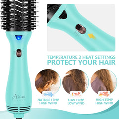 One-Step Hair Dryer Brush & Volumizer Hot Air Brush, Green Blow Dryer Brush