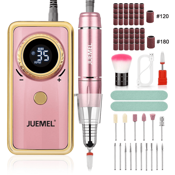 Portable Electric Nail Drill 35000 RPM,  Electric Nail File 2600Mah,Forward/Reverse Rotation 36W Nail Drill Machine for Gel Nails,Acrylic,Manicure,Pedicure,Polishing Shape,Nail Drill Kits 120Pcs