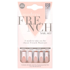 Artificial Nails, 156 Modern French Thick White Tip, File & Glue Included, 30 Nails