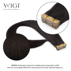 WIGI Tape in Hair Extensions Real Human Hair Straight Seamless Skin Weft Tape Hair Extensions Natural Black Hair Extensions 50G/Pack 20Pcs
