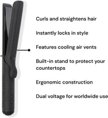 Le Duo Grande 360° Airflow Styler | 2-In-1 Curling Wand & Titanium Flat Iron Hair Straightener
