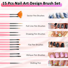 Acrylic Nail Art Kit Tools,  Nail Design Kit with 2000Pcs Nails Crystals Glitter Rhinestones, Double-End Art Dotting Pen, Nail Art Brushes, 1Mm Nail Art Stripe Tapes, Nail Accessories