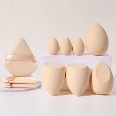10Pcs Mixed Shaped Soft Makeup Sponge & Powder Puff Set, Professional Makeup Tool for Foundation, Powder, Makeup Accessories