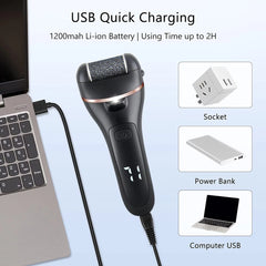 Electric Callus Remover for Feet, Rechargeable Pedicure Tools Foot Care Feet File, 18 in 1 Callous Remover Kit for Remove Cracked Heels and Dead Skin, with 3 Roller Heads 2 Speed, Battery Display