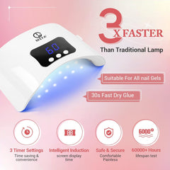 Gel Nail Polish Starter Kit with 48W U V Light, 12 Colors Valentines Day with Top & Base Coat, White Black Pink Red Glitter Classic Shades, Nail Art Manicure Design Powder Rhinestone Gems Tools