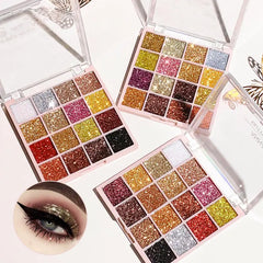 Glitter Eyeshadow Palette, High Pigmented Shimmering Eyeshadow Powder, Long-Lasting Eye Shadow Cosmetics for All Styles & Occasions, Makeup Tool, Makeup Accessories