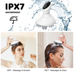 FEBFOXS Scalp Massager,Electric Head Massager for Hair Growth,Portable Hair Massager with 84 Kneading Massage Nodes for Deep Clean and Stress Relax - White