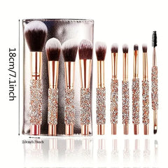 11Pcs/Set High-End Drilling Makeup Brush Set Nail Art 3D Patches Women'S Makeup Brushes Professional Grade Handmade Customized Makeup Brushes Spring Makeup Tool Sets, Makeup Accessories, Portable Travel Makeup Brush Tools, Mother'S Day Gift