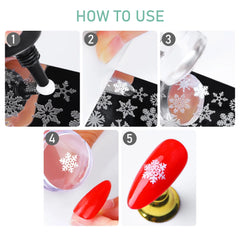 Nail Art Stamper, Nail Stamper Kit, Nail Stamping Plate Clear Silicone Nail Stamper French Tip Nail Stamp with Template Scraper Nail Plates,Stamper for Nails with 5PCS Stamping Plates