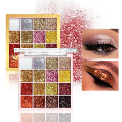 Glitter Eyeshadow Palette, High Pigmented Shimmering Eyeshadow Powder, Long-Lasting Eye Shadow Cosmetics for All Styles & Occasions, Makeup Tool, Makeup Accessories