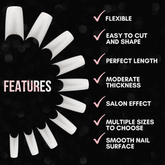 500Pcs Clear Half Cover French Nails Natural Acrylic False Nails Medium Press on Fake Nails Tips