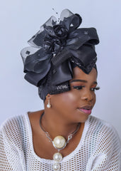 African/Nigerian Auto Gele Headtie Black Head Wrap