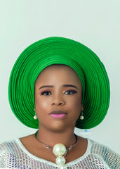 African/Nigerian Style Green Auto Gele Tuban Head Wrap
