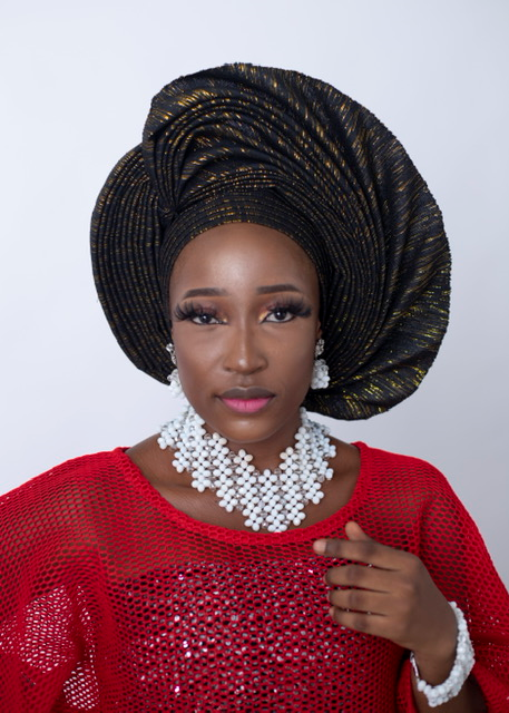 African/Nigerian Style Black And Gold Auto Gele Head Wrap