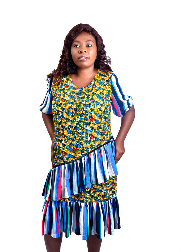 Empowering Gold and Blue Dress