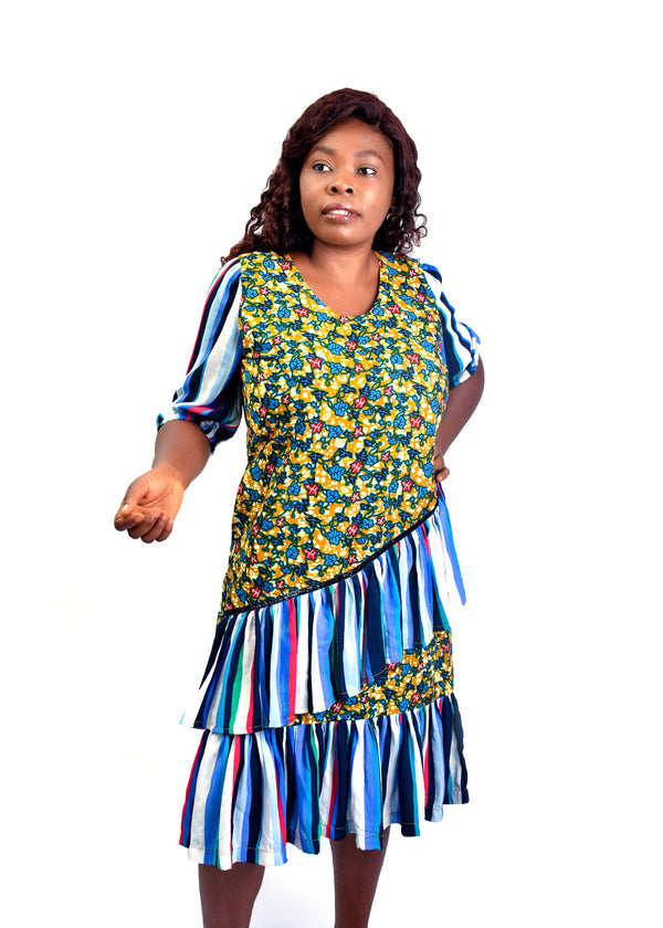 Empowering Gold and Blue Dress