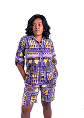 Lilac & Yellow Outfit Top And Short Set